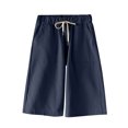 thumbnail image 4 of AherBiu Plus Size Shorts for Women High Waisted Drawstring Casual Straight Loose Fitting Knee Length Shorts, 4 of 4
