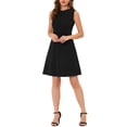 thumbnail image 1 of INSPIRE CHIC Robe Midi Évasée Sans Manches à Ligne A Unie pour Femme pour le Travail TP Noir, 1 of 6