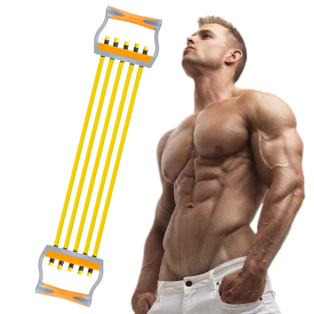 TOCO FREIDO Chest Expander, 5 Tubes Ajustable Arm Strength Trainer, Exercise Resistance Bands for Home Fitness Muscle Training (50lbs)