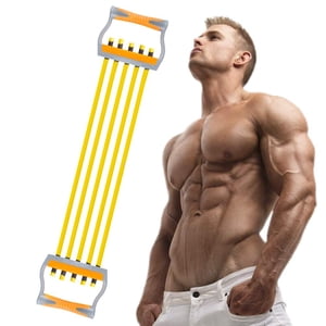 TOCO FREIDO Élargisseur de poitrine, 5 Tubes Ajustable Bras Strength Trainer, Bandes de résistance à l'exercice pour l'entraînement musculaire à domicile (50lbs)