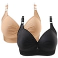 thumbnail image 1 of Birdeem 2Pcs Womans Printing Gathered Together Large Size Daily Bra Underwear No Rims, 1 of 10