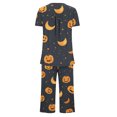 thumbnail image 3 of Jamicy Ensembles de Pyjamas pour Femmes Vêtements d'Intérieur pour Femmes Mode Décontractée Ample Imprimé Col Rond à Boutons Ensemble de Pyjama Capri Pyjamas d'Halloween, 3 of 4