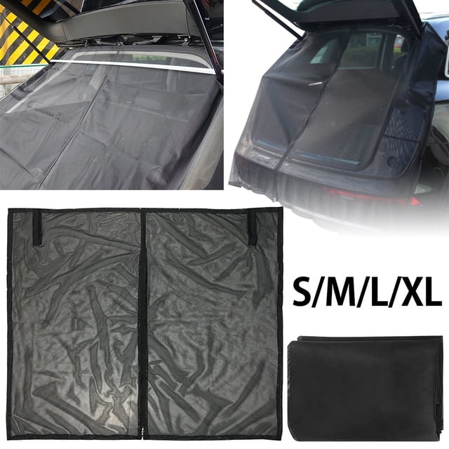 Car Tailgate Mosquito Net Magnetic Car Tailgate Awning Nylon Rear Windshield Sunshade Rear Tent Sunshade Screen Trunk Privacy Protection Mesh Curtain with Two-way Zipper for SUV