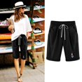 thumbnail image 2 of Birdeem Womens Fashionable Feather Printed Capris Drawstring Shorts, 2 of 6