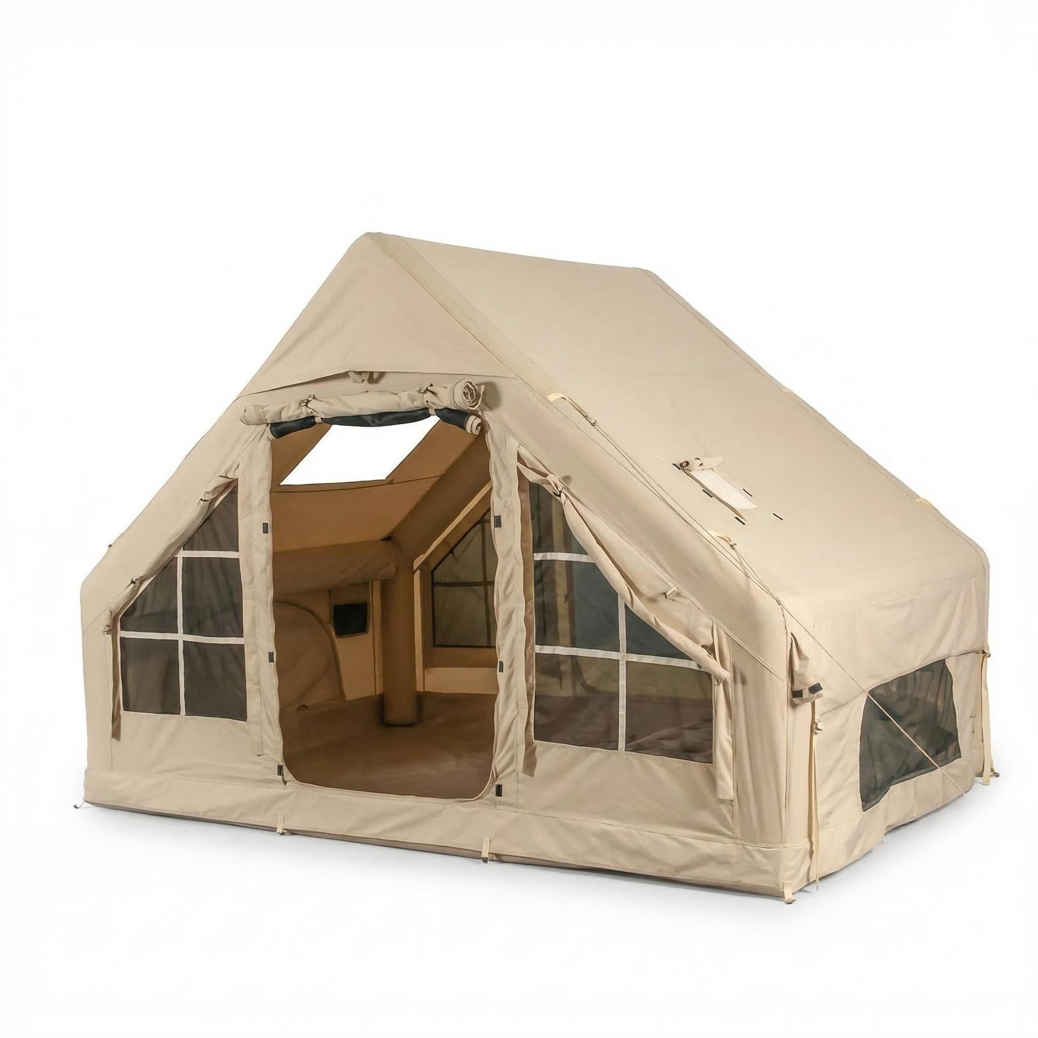 CazToi 3-4 Person Inflatable Camping Tent Instant Blow Up Tent with Air Pump & Heavy-Duty Steel Stakes Waterproof Oxford Cabin