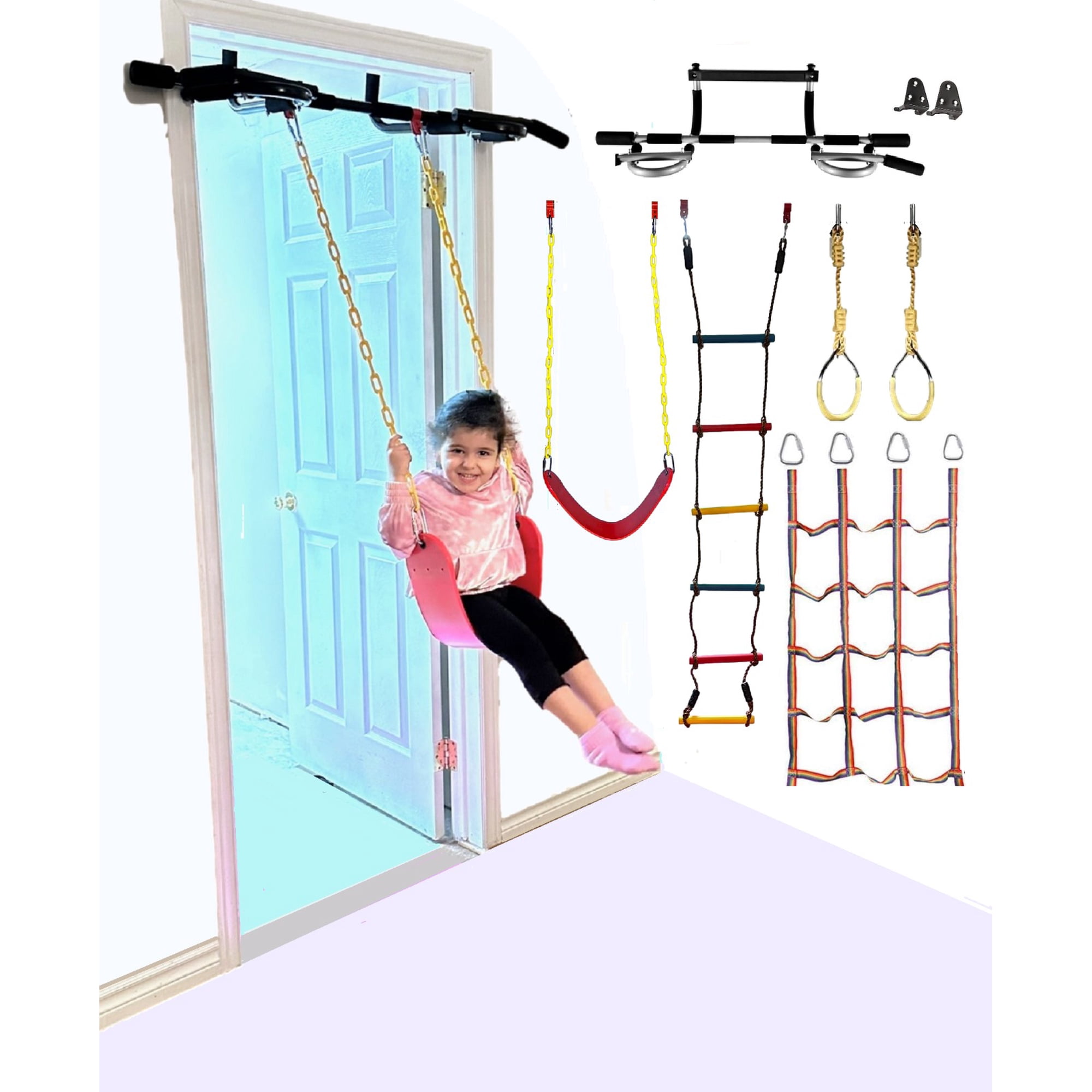 GymPros Kids Indoor Doorway Gym Swing Set 6 in 1 Gym Playground