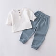 thumbnail image 2 of Birdeem Chemises pour Filles Mode Filles et Garçons Hauts Décontractés à Manches Longues Col Rond Col Bouton Ensembles de Pantalons Longs Unis, 2 of 12
