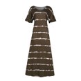 thumbnail image 1 of VEKDONE Robe Maxi d'Été pour Femme à Manches Courtes, Rayée, Décontractée, Longue, de Plage, Coupe Ample, Col en V, Robe Soleil, Détente, Fluide, Robe T-Shirt, 1 of 7