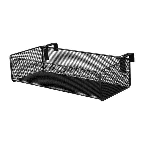 Langgg Boîte de Rangement Suspendue en Treillis Métallique Séparateur de Bureau Panier Ajustable Solution d'Organisation Efficace dans les Livres d'Espace de Travail Noir 36.8x15.2x9cm