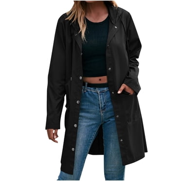 Soki Women Waterproof Raincoat Lightweight Active Outdoor Long Hooded Rain Jacket