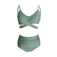 thumbnail image 3 of Fortune Women Cross Wrap Halter Bikini Set, High Waist Bathing Suits Push Up 2 Piece Swimsuits, 3 of 6