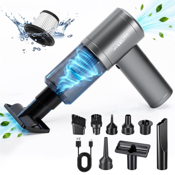 Deli Aspirateur à Main pour Voiture 16000PA, Aspirateur Portatif Sans Fil Rechargeable avec Puissante Aspiration pour le Nettoyage de la Voiture et de la Maison