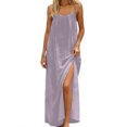 thumbnail image 1 of Daiosportswear Robe Longue de Détente Ample à Bretelles Spaghetti et Dos Nu pour Femmes, Robe-Robe à Manches Courtes pour Femmes Violet m(m), 1 of 7