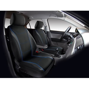 Auto Drive 5-Piece Car Seat cover kit Carbon Fiber Black with Blue Piping
