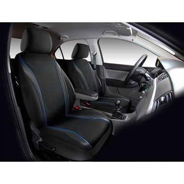 Auto Drive 5-Piece Car Seat Cover Kit Carbon Fiber Black with Blue Piping