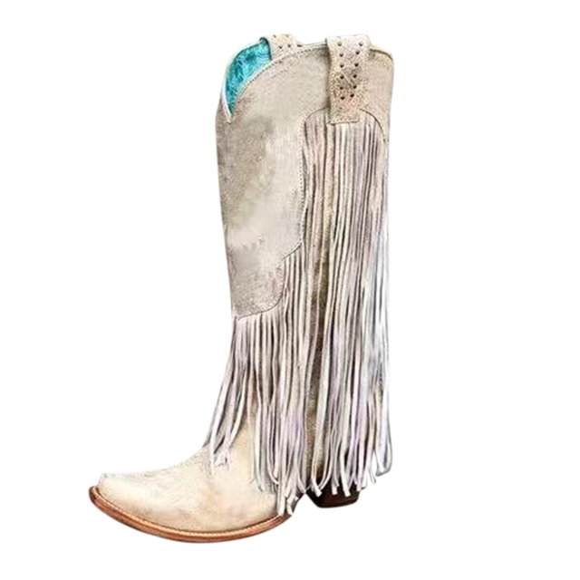 B91xZ Bottes Mi-Mollet pour Femmes, Plateforme, Bout Rond, Semelle Crantée avec Fermeture Éclair Latérale, Beige 8.5