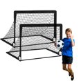 thumbnail image 1 of Kids' Foldable Soccer Goal Set 2-Pack (Black) - Portable Training Nets for Indoor/Outdoor Use with Steel/Fiberglass Frame, 4 Support Rods, 8 Ground Nails & Storage Bags - 120x90x90cm Size for, 1 of 6