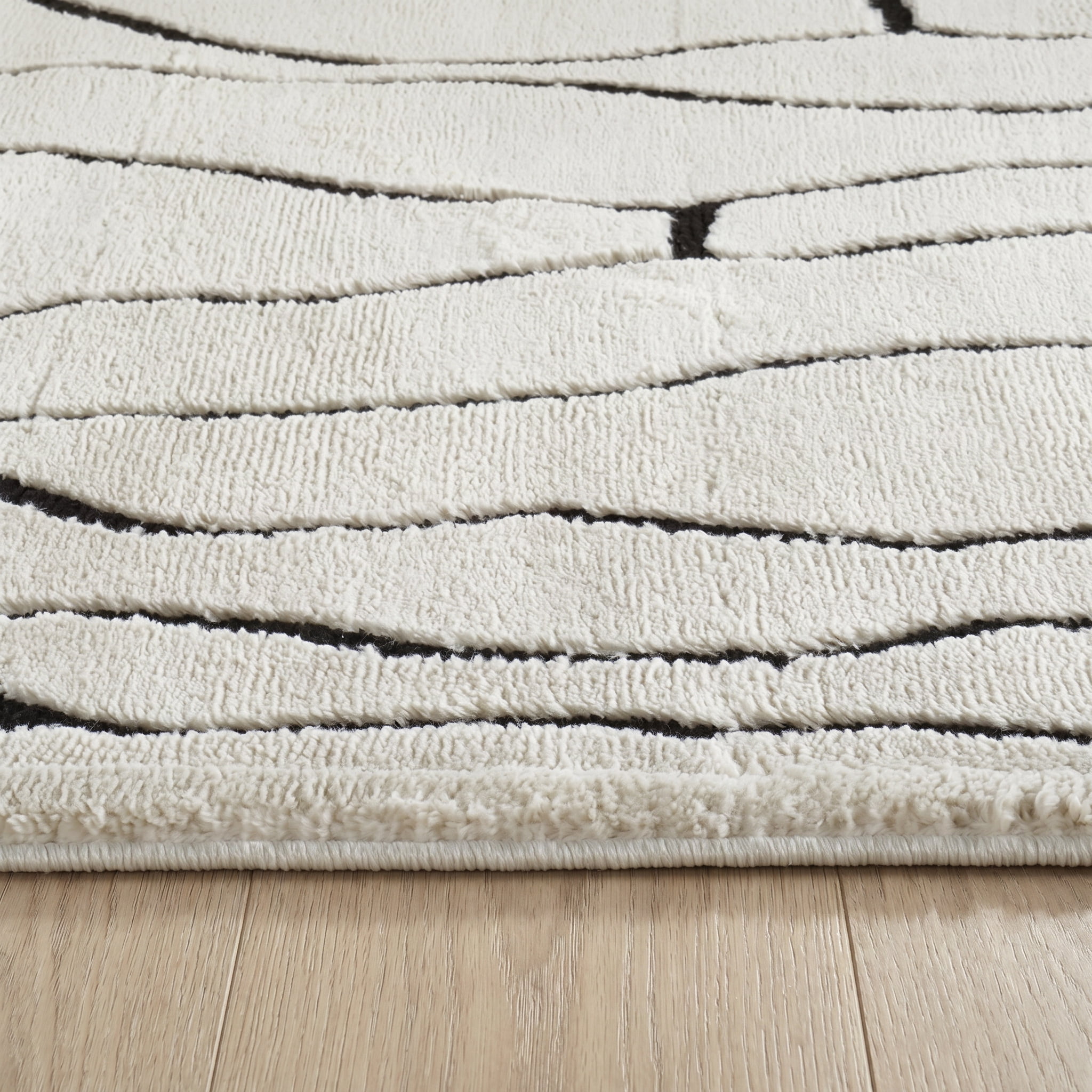 Rug Branch Domus Abstract Indoor Area Rug, Cream Black, Modern - Living Room, Bedroom, Dining and Kitchen
