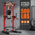 thumbnail image 4 of Soges Power Tower Dip Station Pull Up Bar Workout Multi-Function Adjustable Height Strength Training Equipment for Home Gym, Red, 4 of 10