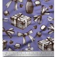 thumbnail image 1 of Soimoi Cotton Voile Fabric Ribbons,Gift Box & Wine Bottle Party Print Fabric by Yard 42 Inch Wide, 1 of 3