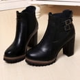 thumbnail image 1 of LSLJS Bottines à Talons Hauts pour Femmes, Bottes à Talons Hauts à Talon Épais pour Femmes à Bout Rond Rétro avec Fermeture Éclair Arrière, Bottines et Bottillons pour Femmes, 1 of 5