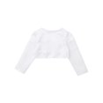 thumbnail image 4 of TSSOE Boléro Shrug à Manches Longues pour Filles, Broderie Florale, Robe de Princesse, Couvre-Robe, Cardigan Court, Blanc 110, 4 of 7