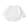 thumbnail image 2 of RXIRUCGD T-shirt à Manches Longues pour Enfants, Col Rond Uni, Haut à Manches Longues (Blanc, Taille : 100), 2 of 3