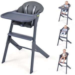 Gymax 3-in-1 Chaise haute pour bébé lavable avec/détachable & Repose-pieds supplémentaires à plateau réglable