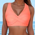 thumbnail image 2 of Huesdet Bikini Tops for Women Triangle Bikini Top Ribbed Push up Padded Halter String Bathing Suits Top(Pink,XL), 2 of 9