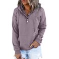 thumbnail image 1 of MesaSe Sweat à Capuche pour Femmes Manches Longues 1/4 Bouton Pull Violet, 1 of 3