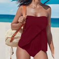 thumbnail image 2 of Penkiiy Women's Strapless Tankini Sets Adjustable Straps Push Up Sweetheart Padded Beach Swimsuit Ruffled Bathing Suits 4XL Wine, 2 of 6