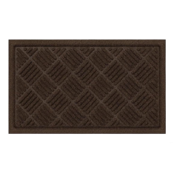 Paillasson en parquet robuste StepGuard, 3 pieds x 4 pieds, contours, brun cacao