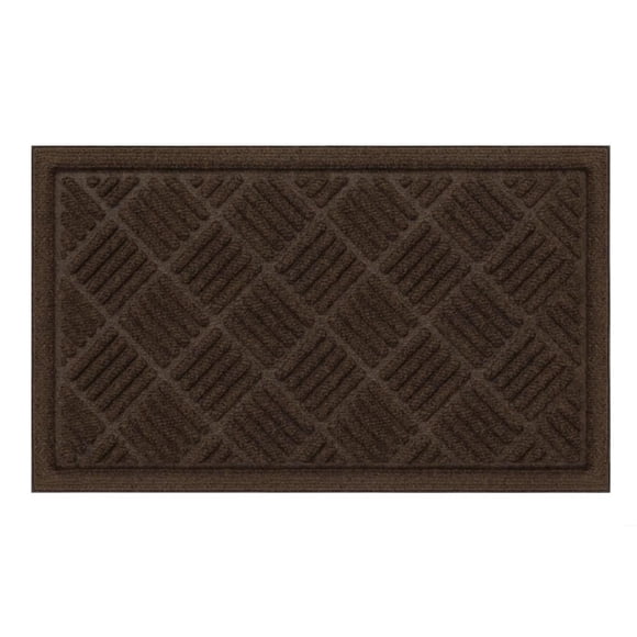 StepGuard 3-foot x 4-foot Heavy Duty Contours Parquet Door Mat in Cocoa Brown, Made with recycled materials