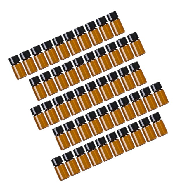 facefd 50x Refillable Glass Bottles Durable Mini for Fragrance Samples 3ml Concave Plug