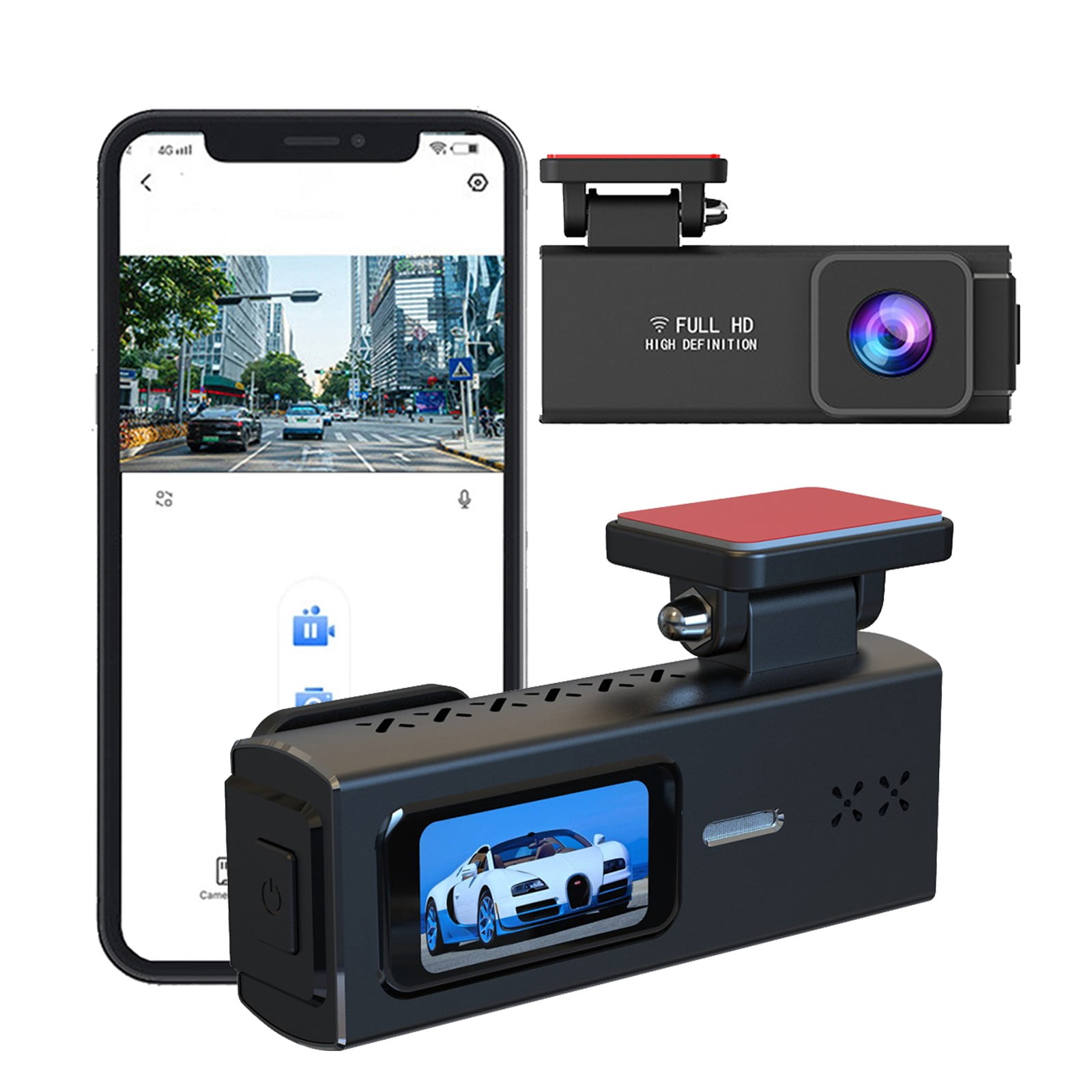 Dash Cam, 1296P Front Dashcam for Cars, WiFi Dash Camera with App, Night Vision, Mini Hidden Single Car Camera, Parking Monitor,24H Parking Mode, Loop Recording, Support Up to 128GB