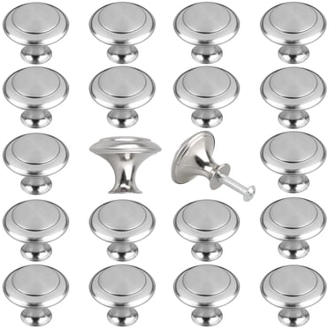 20 Pcs Boutons et Poignées d'Armoire de Cuisine, Boutons d'Armoire en Nickel Brossé, Poignées de Commode EEEkit pour Tiroir, Boutons Lourds pour Porte d'Armoire, Quincaillerie d'Armoire de Cuisine avec Vis pour Tiroir de Salle de Bain, 1,18 Po, Argent