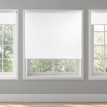 Biltek Cordless Roller Shades, Total Blackout Window Blinds, White, Easy to Install Inside or Outside Mount Thermal Insulated Fabric with Spring Lifting System for Home & Office, 21"W x 72"H