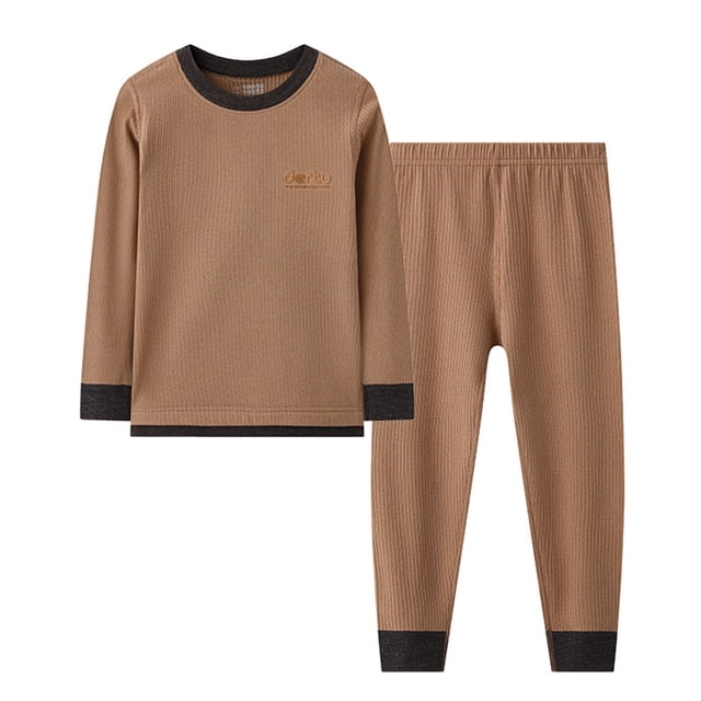 Jalioing Pyjama pour Enfants 2 Pcs T-Shirt à Col Ras du Cou et Pantalon Ensemble de Pyjama Garçons Filles Confortable Pyjama à Manches Longues