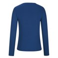 thumbnail image 4 of IROINID Reduced Womens Long Sleeve Tops Fall Stretch Slim Fitted Ribbed T-Shirt Blouse Solid Basic Tops,Blue, 4 of 5