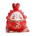 thumbnail image 3 of simhoa Chinese Bunny Statue Piggy Bank Ceramic Piggy Bank Decoration Collectible Red, 3 of 8