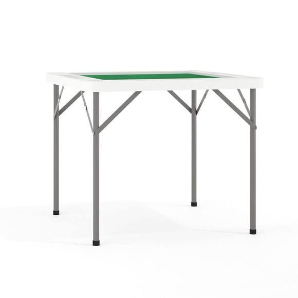 Table de jeu pliante blanche granite et carrée de 34,5 po avec surface de jeu verte