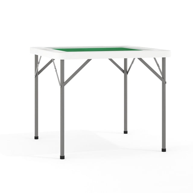 Table de jeu pliante blanche granite et carrée de 34,5 po avec surface de jeu verte