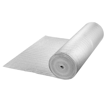 KFFKFF Feuille d'Isolation à Double Réfléchissant, Mousse EPE avec Papier D\'aluminium, Épaisseur de 5,5 mm, 48 X 50 Pi, Couche Réfléchissante à Double Face pour la Chaleur, Idéale pour les Fenêtres, les Toitures de VR et l'Isolation Thermique