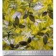 thumbnail image 1 of Soimoi Yellow Rayon Fabric Artistic Leaves Print Fabric by Yard 42 Inch Wide, 1 of 5