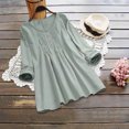 thumbnail image 2 of IROINID T-Shirts à Manches Longues pour Femmes, Couleur Unie, Col Rond, Vert, 2 of 8