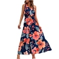 thumbnail image 2 of Pisexur Robes pour Femmes à Col en V Sans Manches Robe Maxi Taille Élastique Robe Évasée à Étages Robe d'Été Mode à Imprimé Floral Robe de Bal d'Été Décontractée Ample Longue Robe Confortable Fluide Robe Portefeuille pour Plage Vacances, 2 of 5