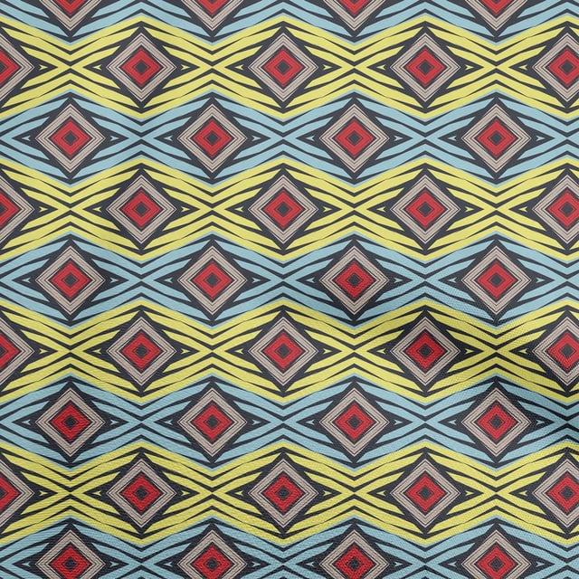 oneOone Rayon Multicolor Fabric Geometric Craft Projects Decor Fabric Printed by The Yard 56 Inch Wide