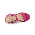 thumbnail image 4 of BLISSFUL STEP Chaussures pour Femmes Sandales Espadrilles à Talon Compensé Slingback à Brides Croisées Rose Vif 7, 4 of 7