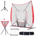 thumbnail image 1 of KFFKFF 7x7 ft Baseball Practceing Net, Softball Practice Net, Mobile Training Net for Batting, Catching, and Pitching, Baseball Gear with Arc Frame, Transport Bag, Strike Zone, Sphere, Tee, 1 of 9