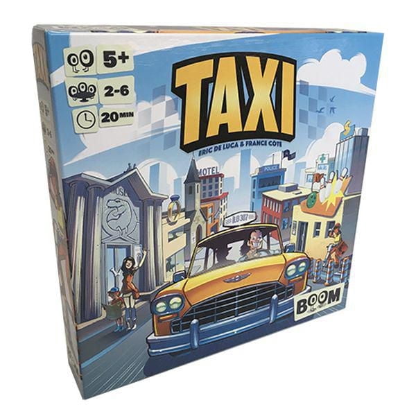 Taxi Board Game by Boom for players 5 years +. 2 to 6 players, 20 minutes play time._EN